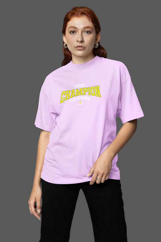Every Champion Half Sleeve Lavender Oversized T Shirt Tee