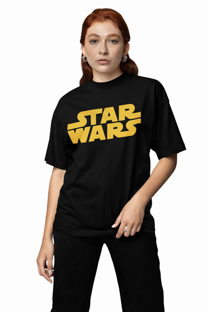 Star Wars Text Oversized T-Shirts Bold Galactic Streetwear Tee