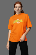 Every Champion Half Sleeve Orange Oversized T-Shirt for Women by Hello Swanky