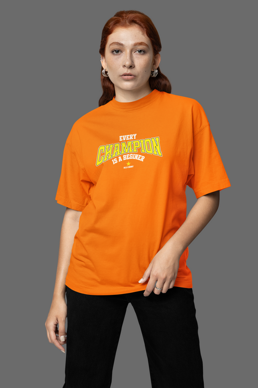 Every Champion Half Sleeve Orange Oversized T Shirt Style