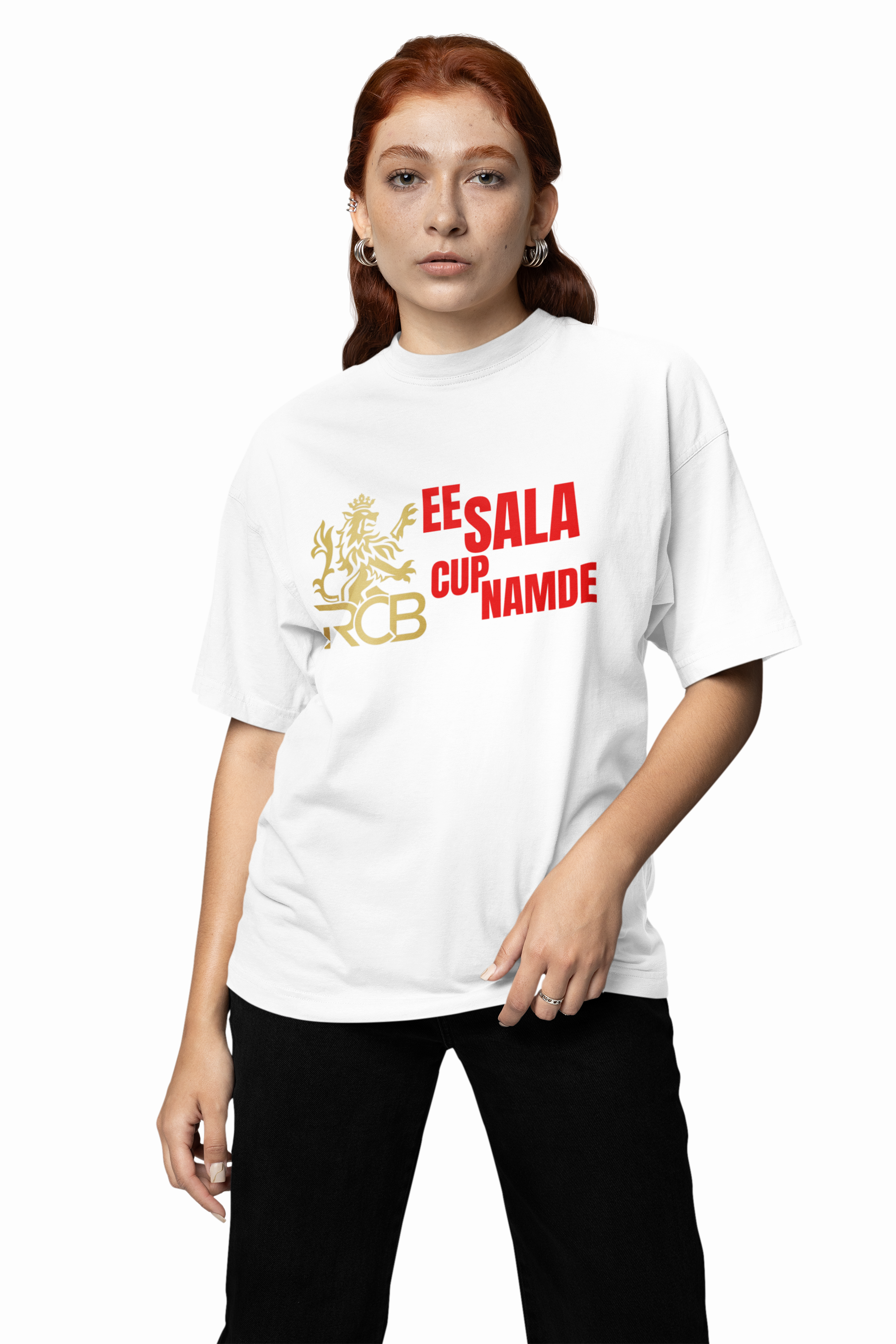 Royal RCB Slogan Tee Oversized T-Shirts