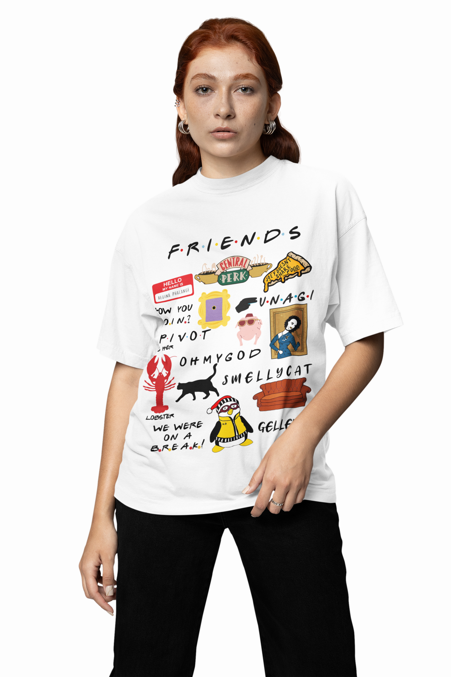 Friends Icons Oversized T-Shirt  Relive the Laughs in Style.