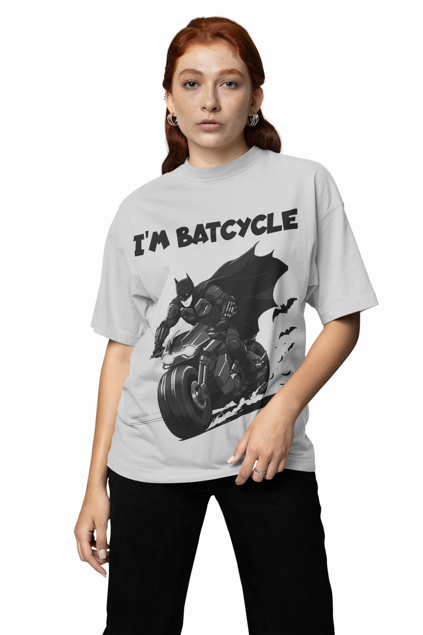 I'M Batcycle T-Shirt Oversized Fit with Bold Batcycle Design