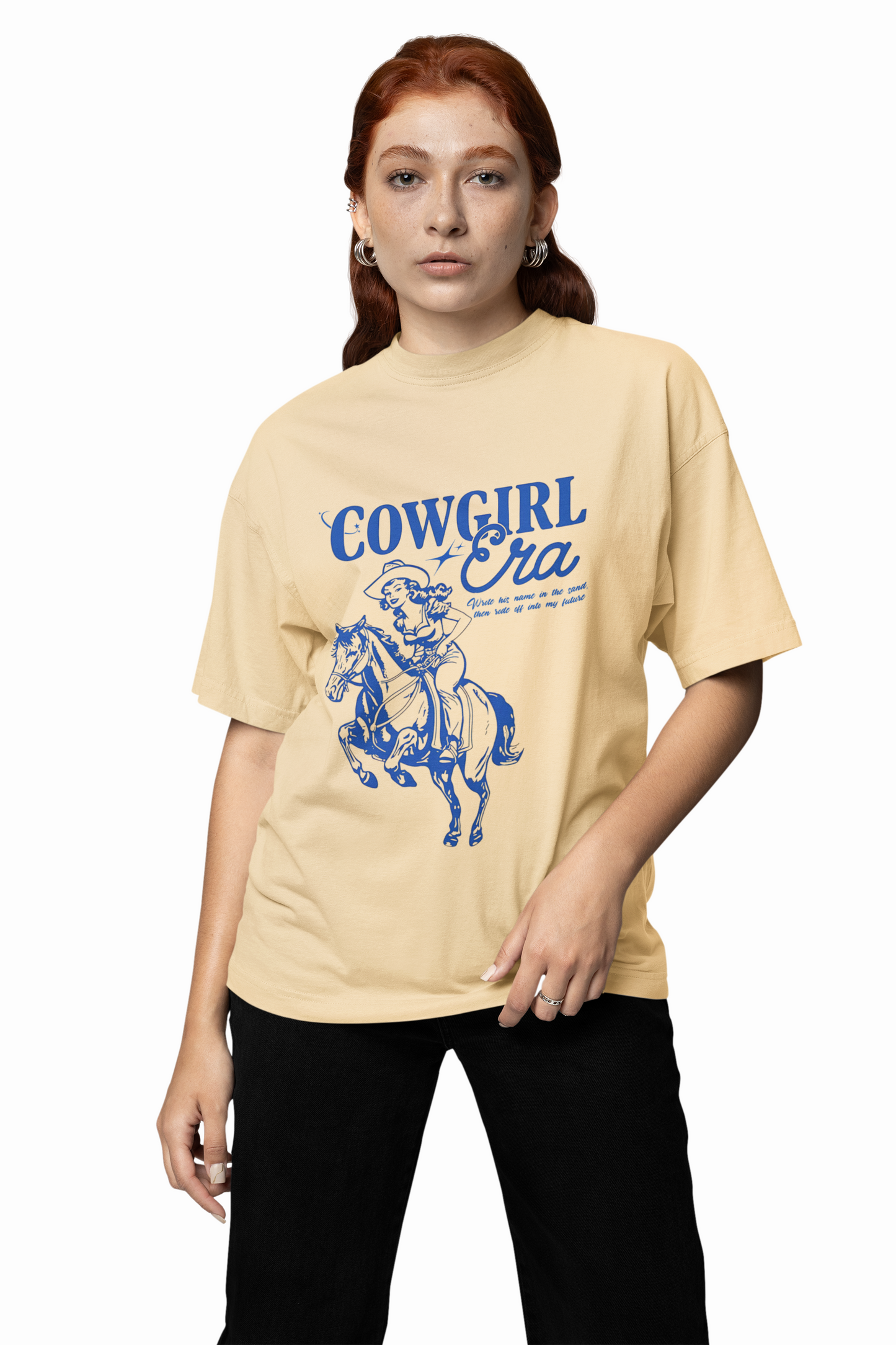 Cow Girl Era Oversized T-Shirt Stylish Western Graphic Design