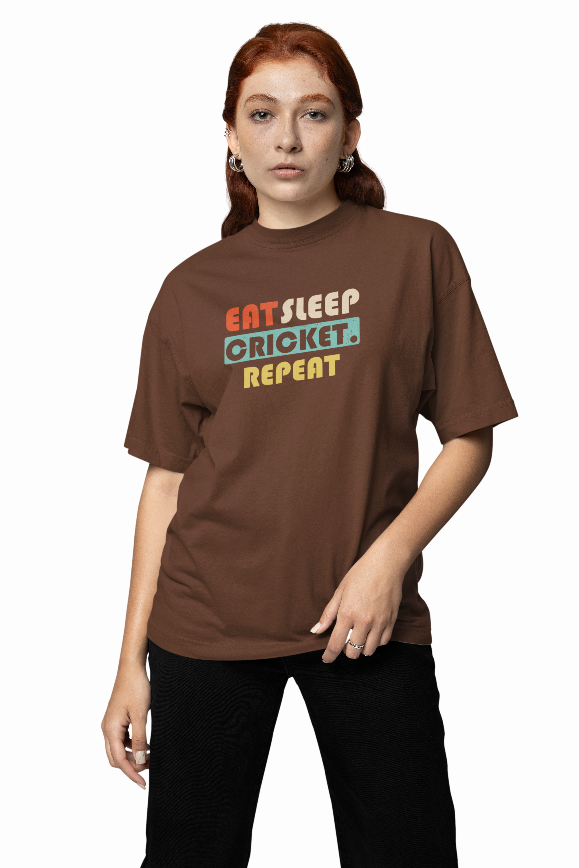 Eat, Sleep, Cricket, Repeat, Oversized T-Shirt