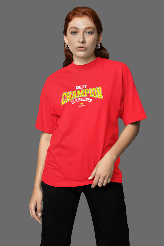 Every Champion Half Sleeve Red Oversized T Shirt Style