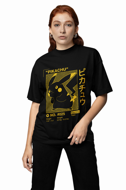 Pikachu Type Black Oversized T-Shirt