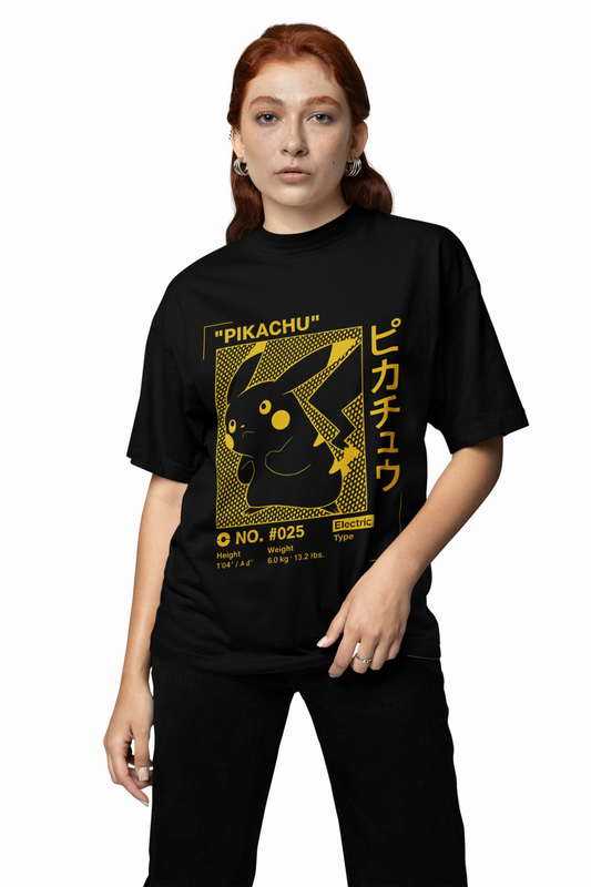 Pikachu Type Black Oversized T-Shirt