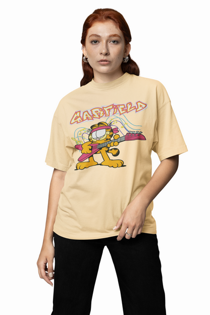 Glitter Garfield Oversized T-Shirts Fun Retro Streetwear