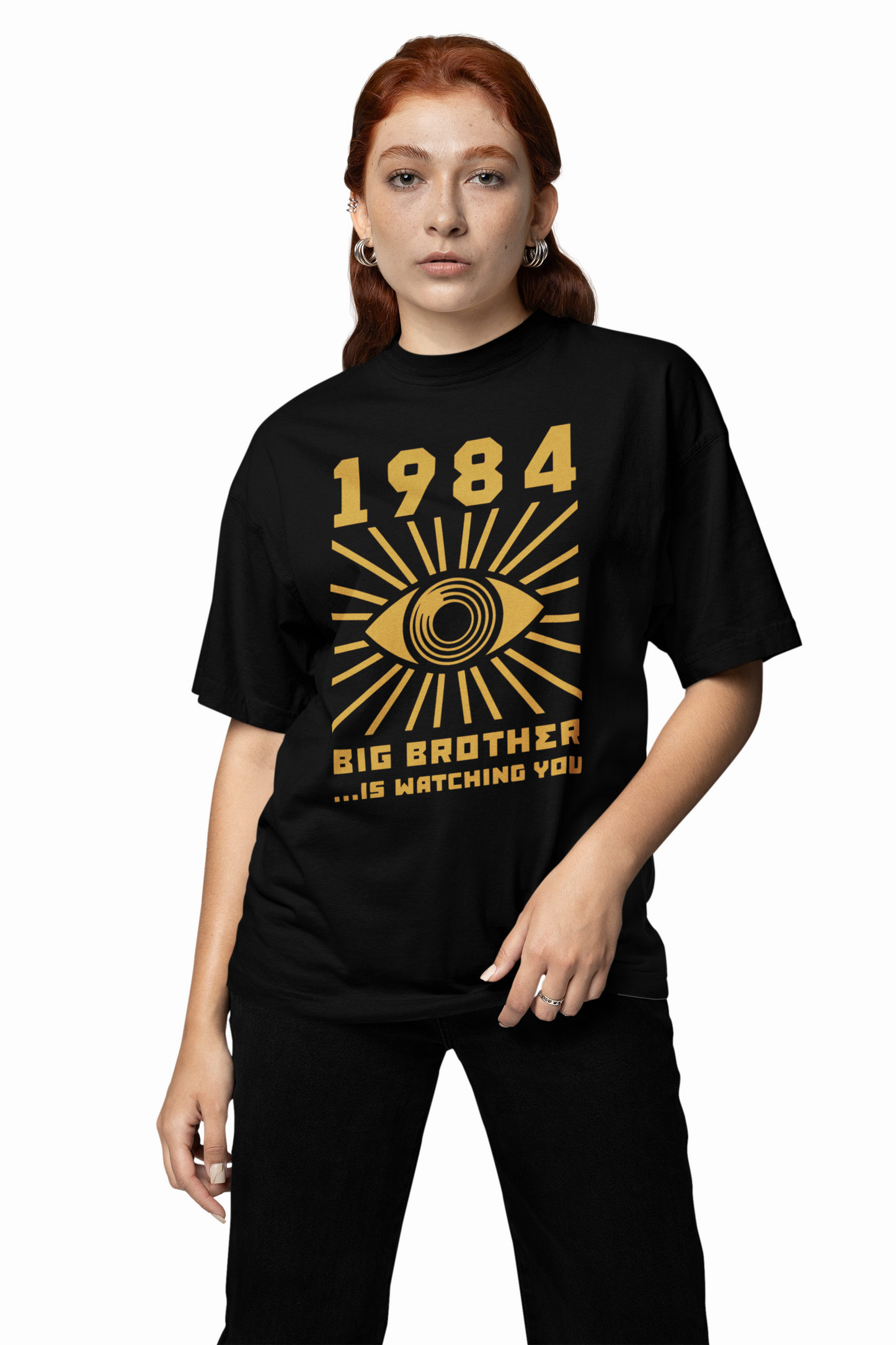Watching You Oversized T-Shirts Bold Graphic Streetwear Tee