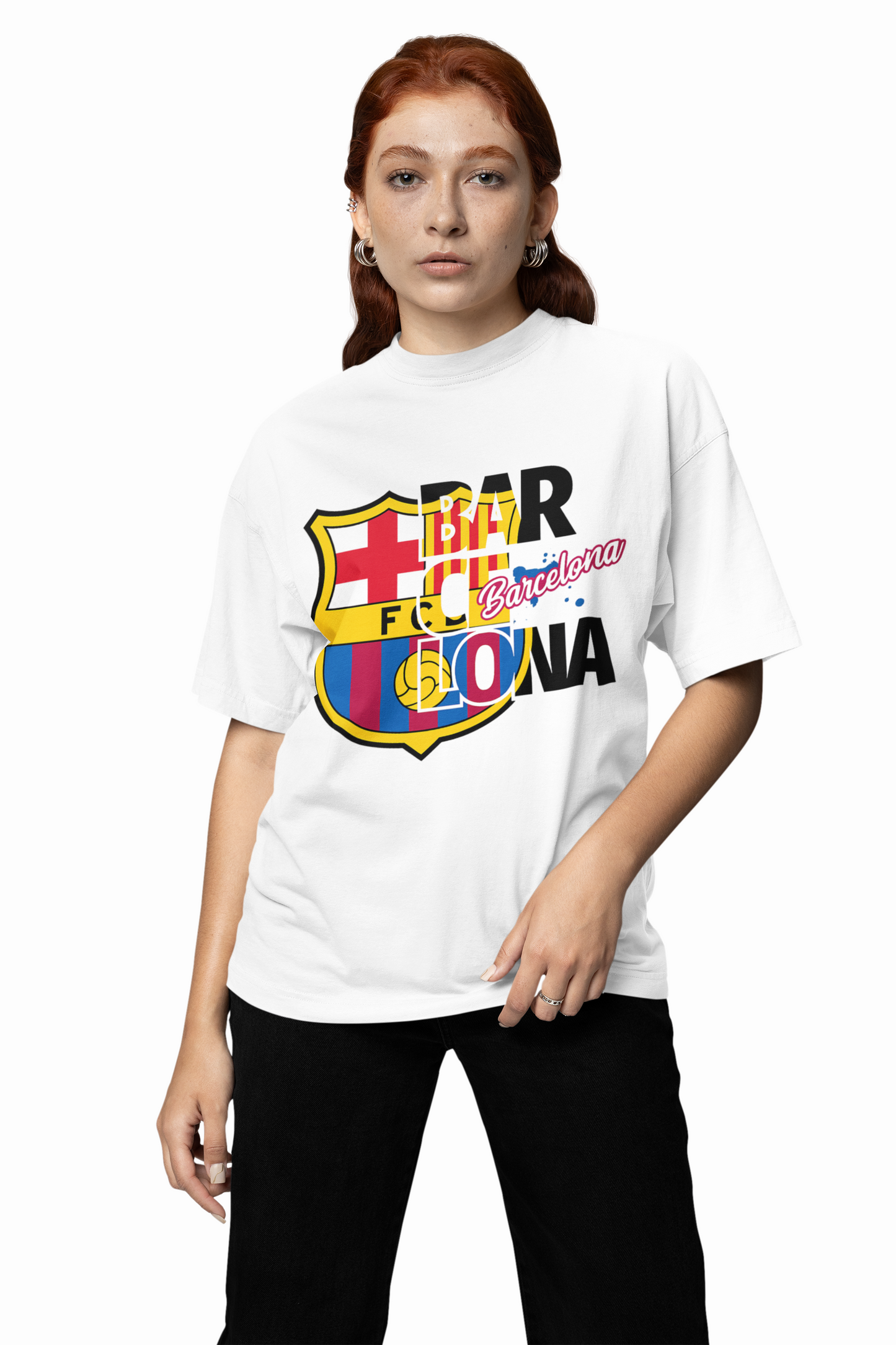 Barcelona Team Oversized T-Shirts Bold Football Streetwear