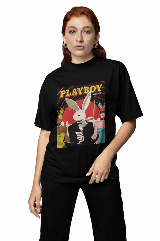Playboy x Anti Social Oversized Black T-Shirt – Trendy Graphic