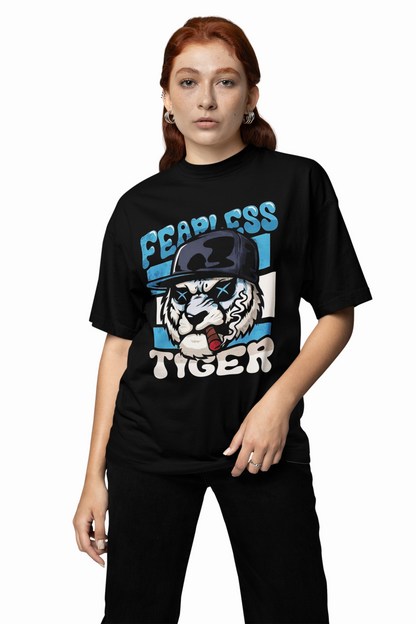 Fearless Tiger Oversized T-Shirts Bold Streetwear Graphic
