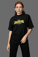 Every Champion Half Sleeve Black Oversized T-Shirt for Women by Hello Swanky