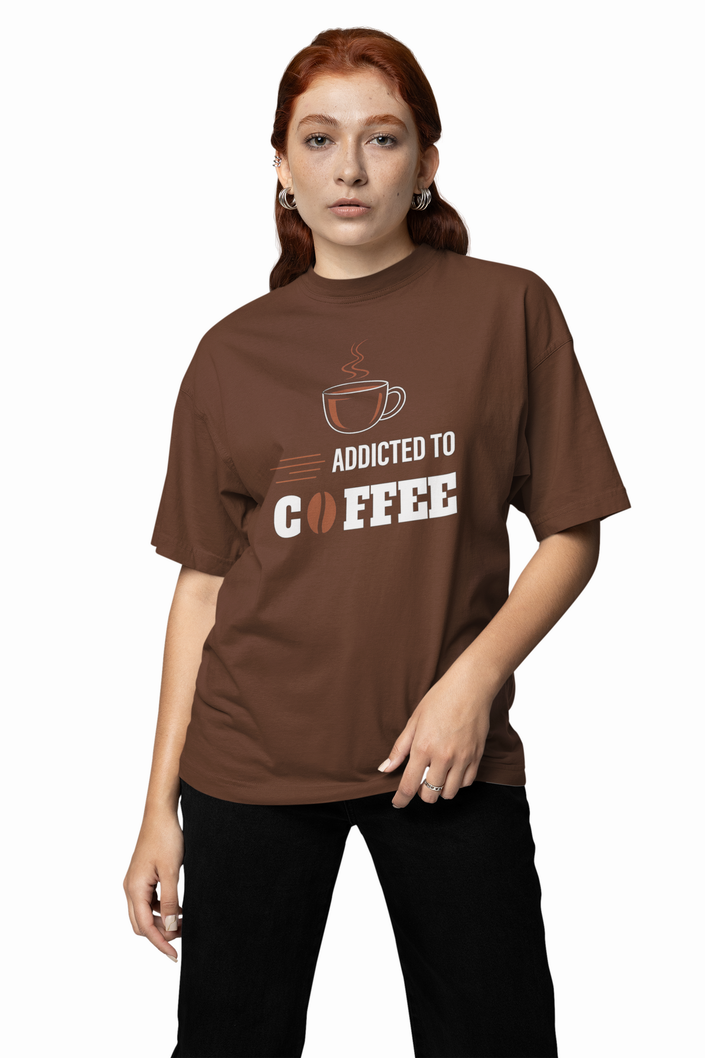 Addicted To Coffee Oversized T-Shirt Men Stylish Streetwear