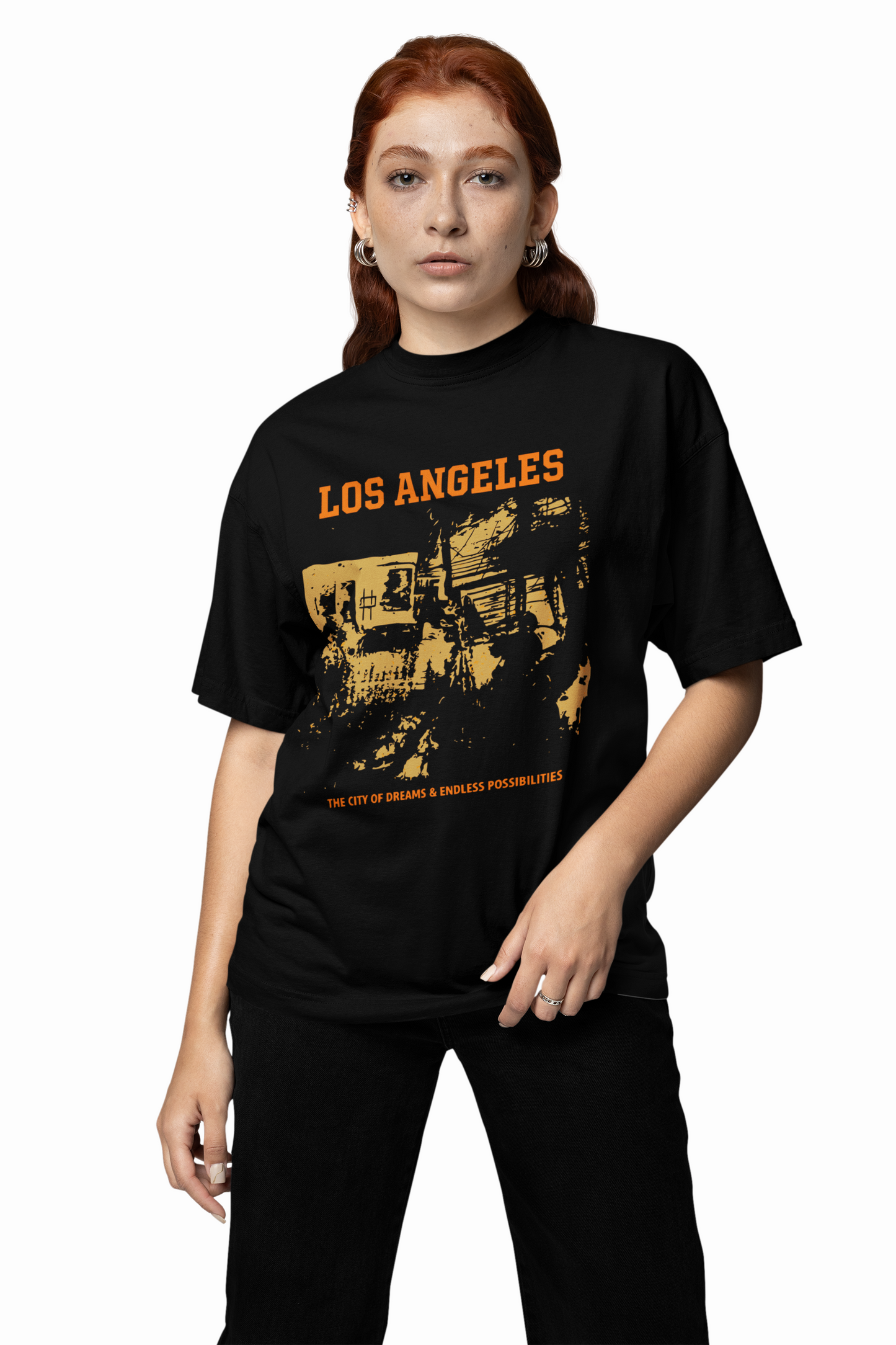 LA City Of Dreams Oversized T-Shirts BLACK Comfortable Fit