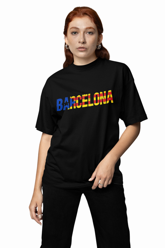Barcelona Text Oversized T-Shirts