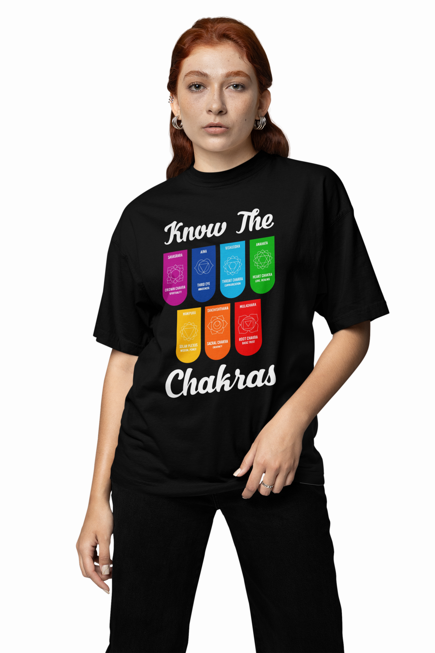 The Yoga Chakras Oversized T-Shirt for Spiritual Streetwear