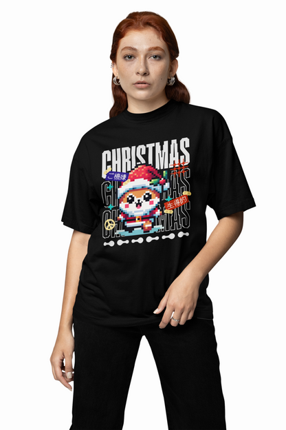 Pixel Christmas Oversized T-Shirt – Trendy and Festive Design