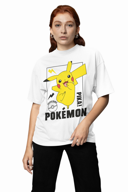 Pokemon Trainca Oversized White T-Shirt – Relaxed Fit Graphic