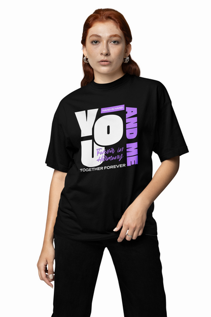 You & Me Oversized T-Shirts Romantic Graphic Streetwear Style