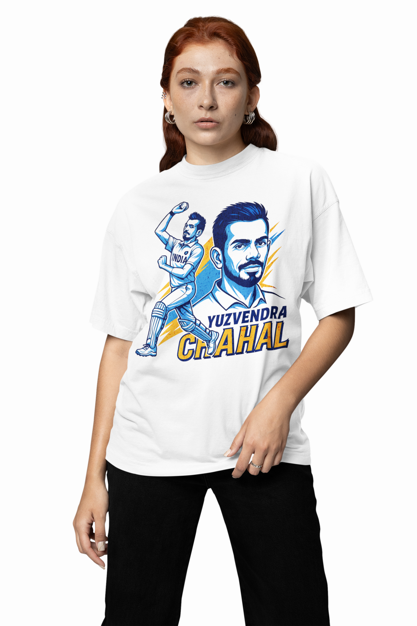 Chahal Paint Oversized T-Shirt Artistic Cricket Style Tee