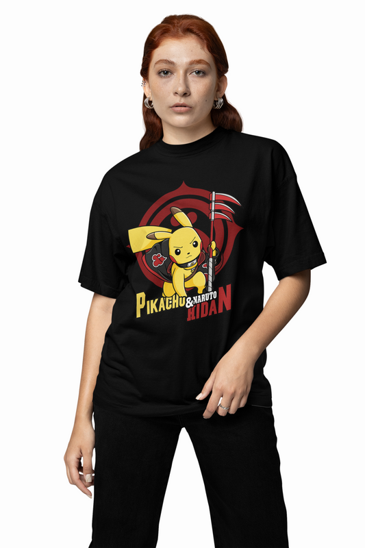 Naruto Pikachu Oversized T-Shirts Anime Fusion Streetwear