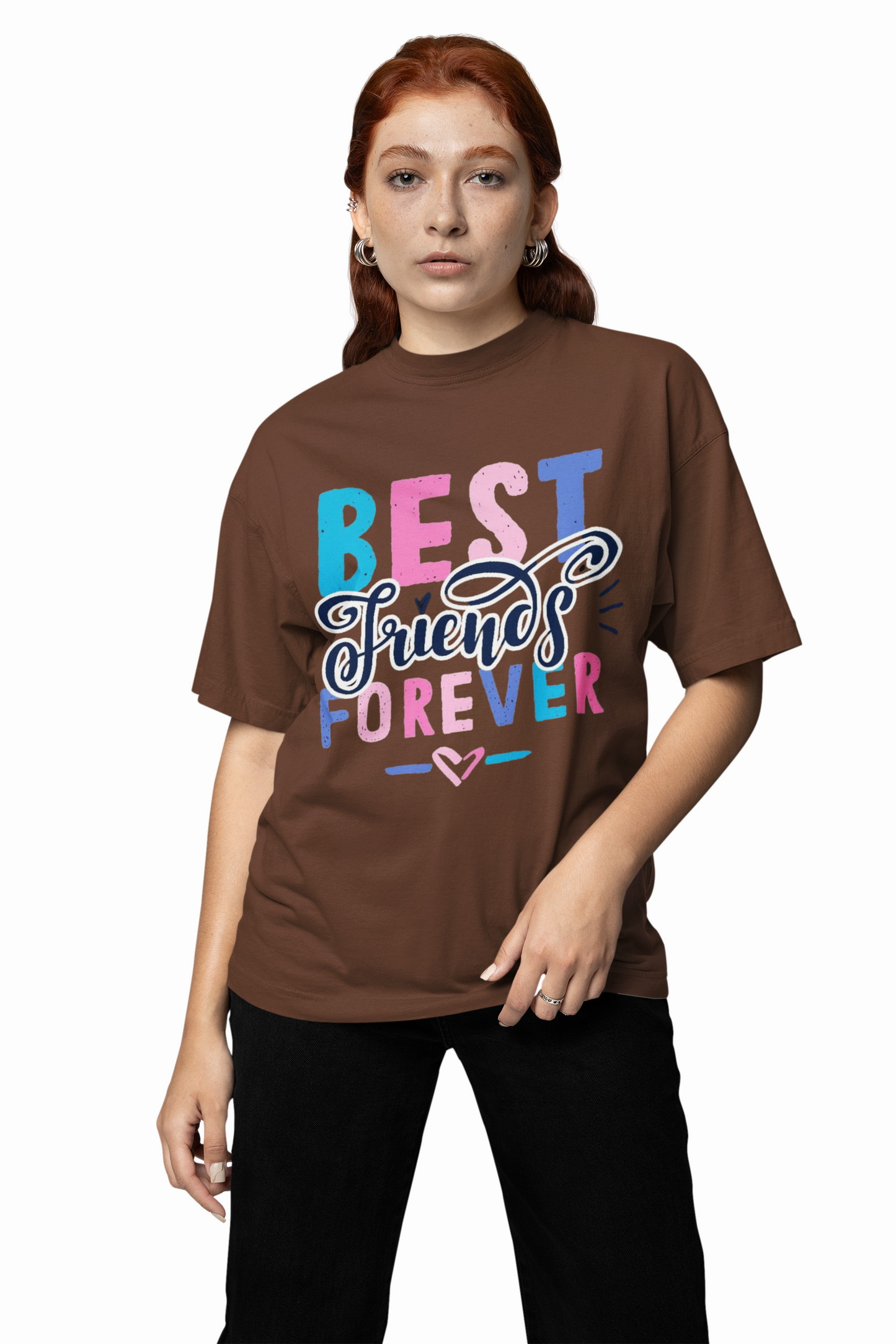 BFF Oversized T-Shirt Stylish Graphic Tee for Best Friends