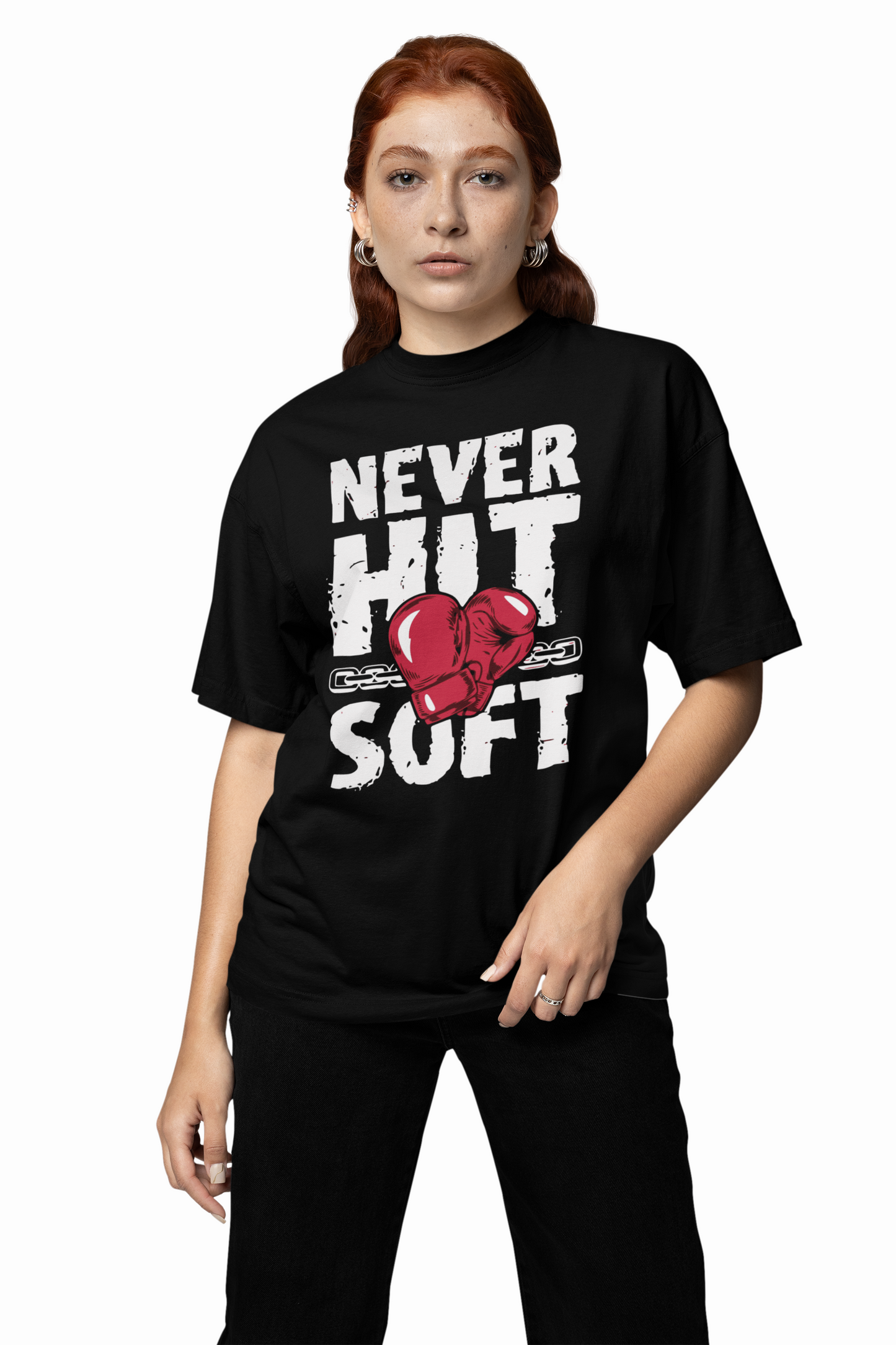 Never Hit Soft Oversized T-Shirts Trendy Unisex Wear Look