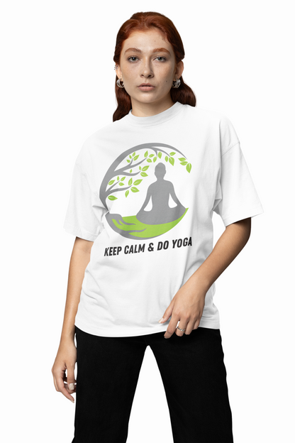 Keep Calm Oversized Yoga T-Shirt Relaxed Mindful Streetwear