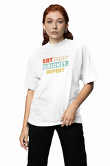 Eat, Sleep, Cricket, Repeat, Oversized T-Shirt