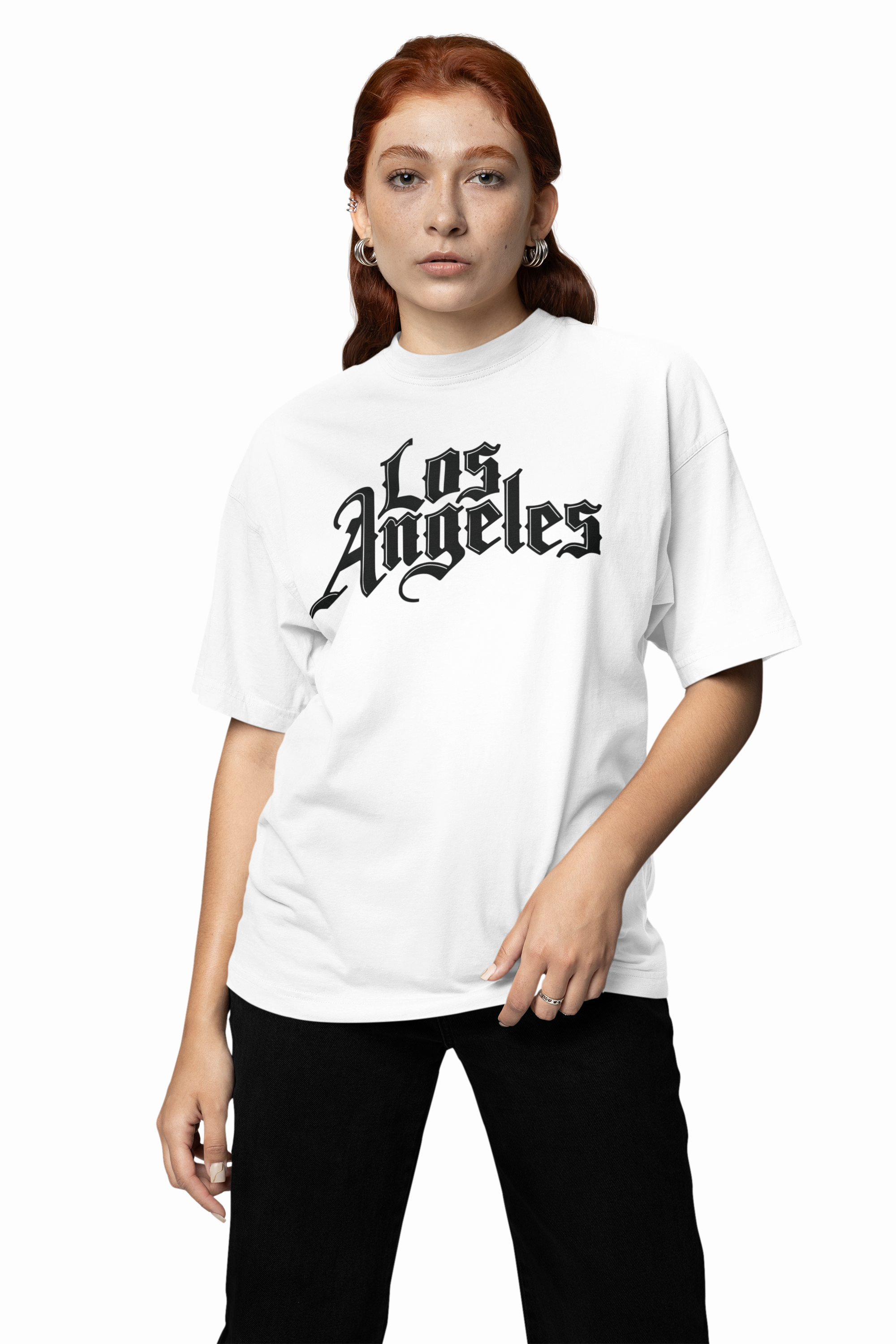 La Angeles Text Oversized T-Shirts