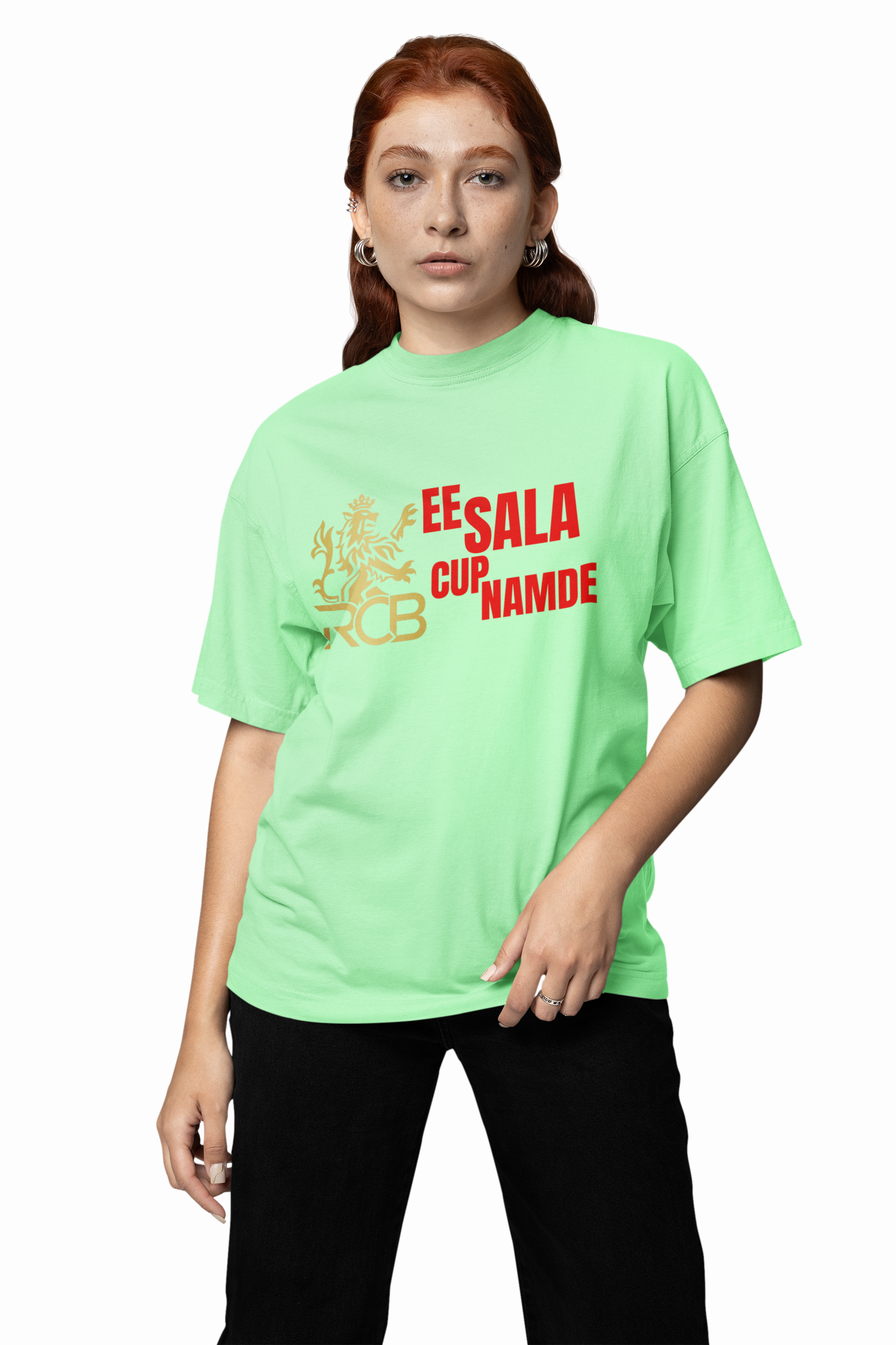 Royal RCB Slogan Tee Oversized T-Shirts