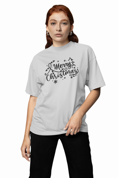 Santa Merry Christmas Tree Oversized T-Shirts Festive Wears