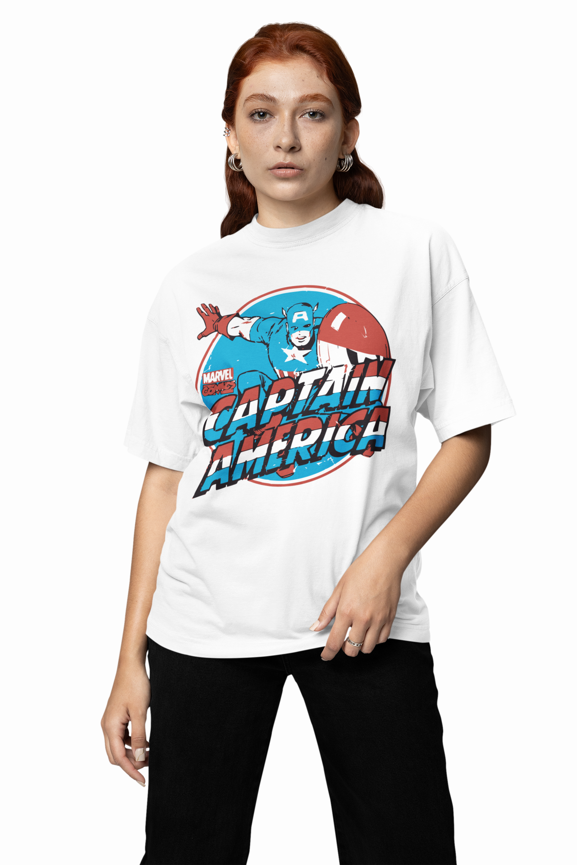 Comic Captain America Oversized T-Shirts