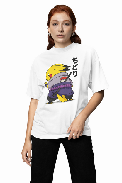 Sasuke Pikachu Oversized T-Shirts for Anime Streetwear Fits