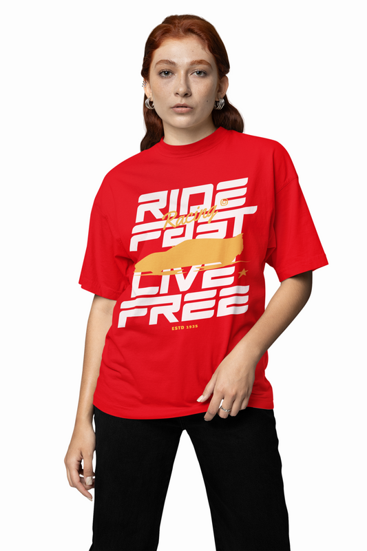 Ride Fast Oversized T-Shirts Graphic Unisex Streetwear Tee