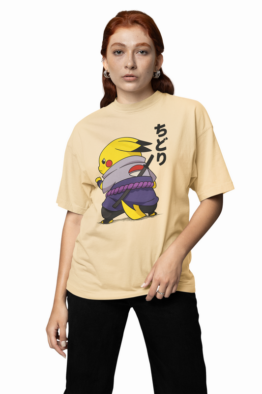 Sasuke Pikachu Oversized T-Shirts for Anime Streetwear Fits