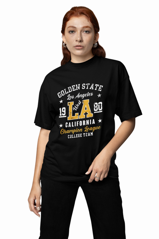 La Golden State Oversized T-Shirts Stylish Casual Graphic Wear
