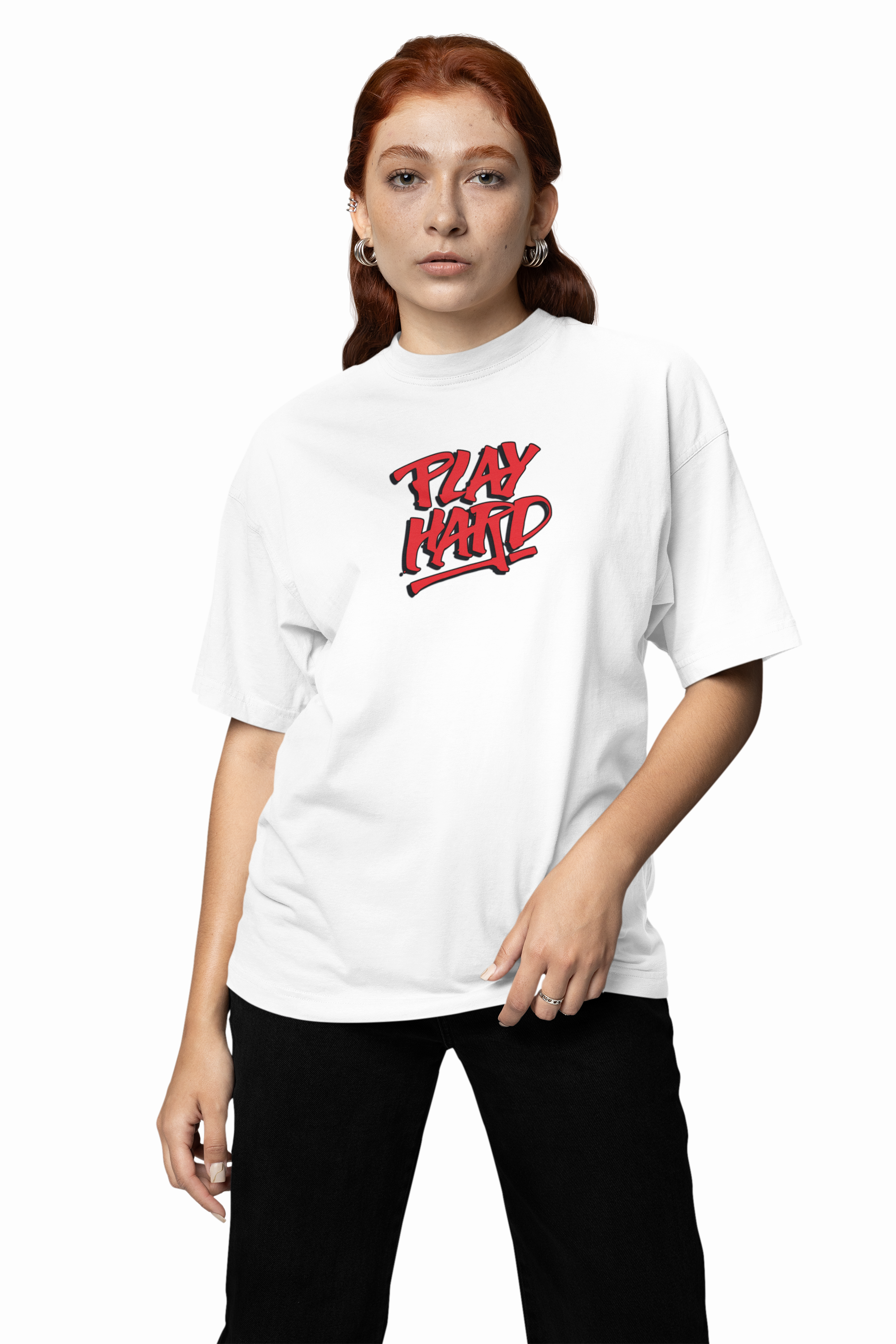 Badminton Play Hard Oversized T-Shirt