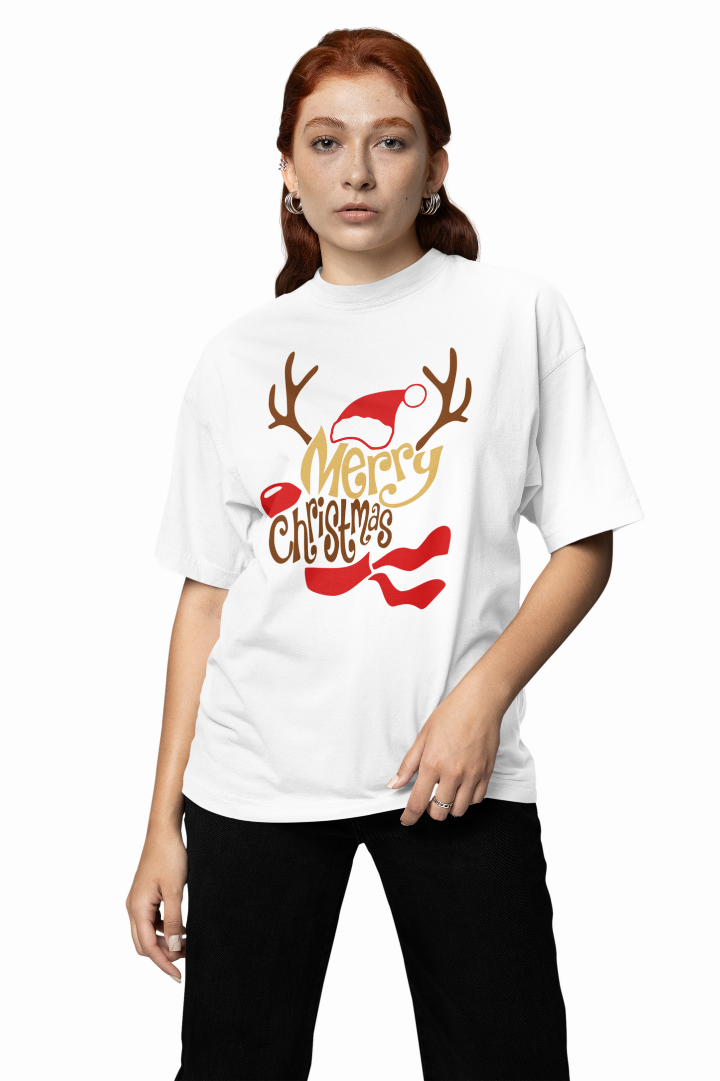 Santa Merry Christmas Oversized T-Shirts Festive Streetwear