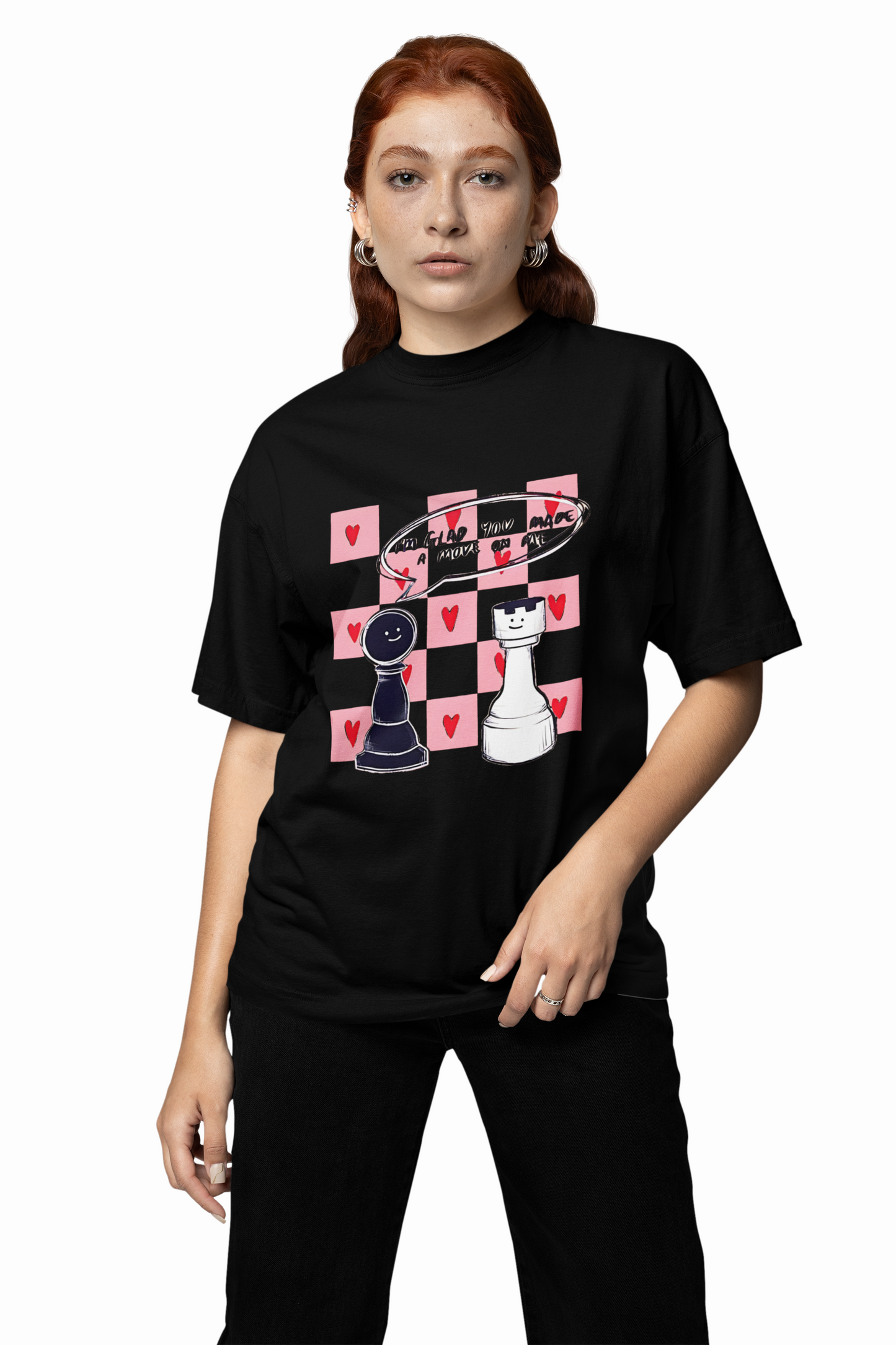 Chess Graphic Oversized T-Shirt Trendy Streetwear Style