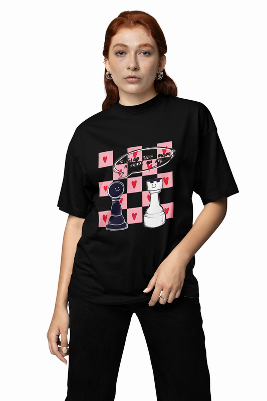 Chess Graphic Oversized T-Shirt Trendy Streetwear Style
