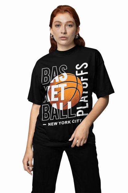 Playoff Black Oversized T-Shirt – Bold Streetwear Graphic Tee