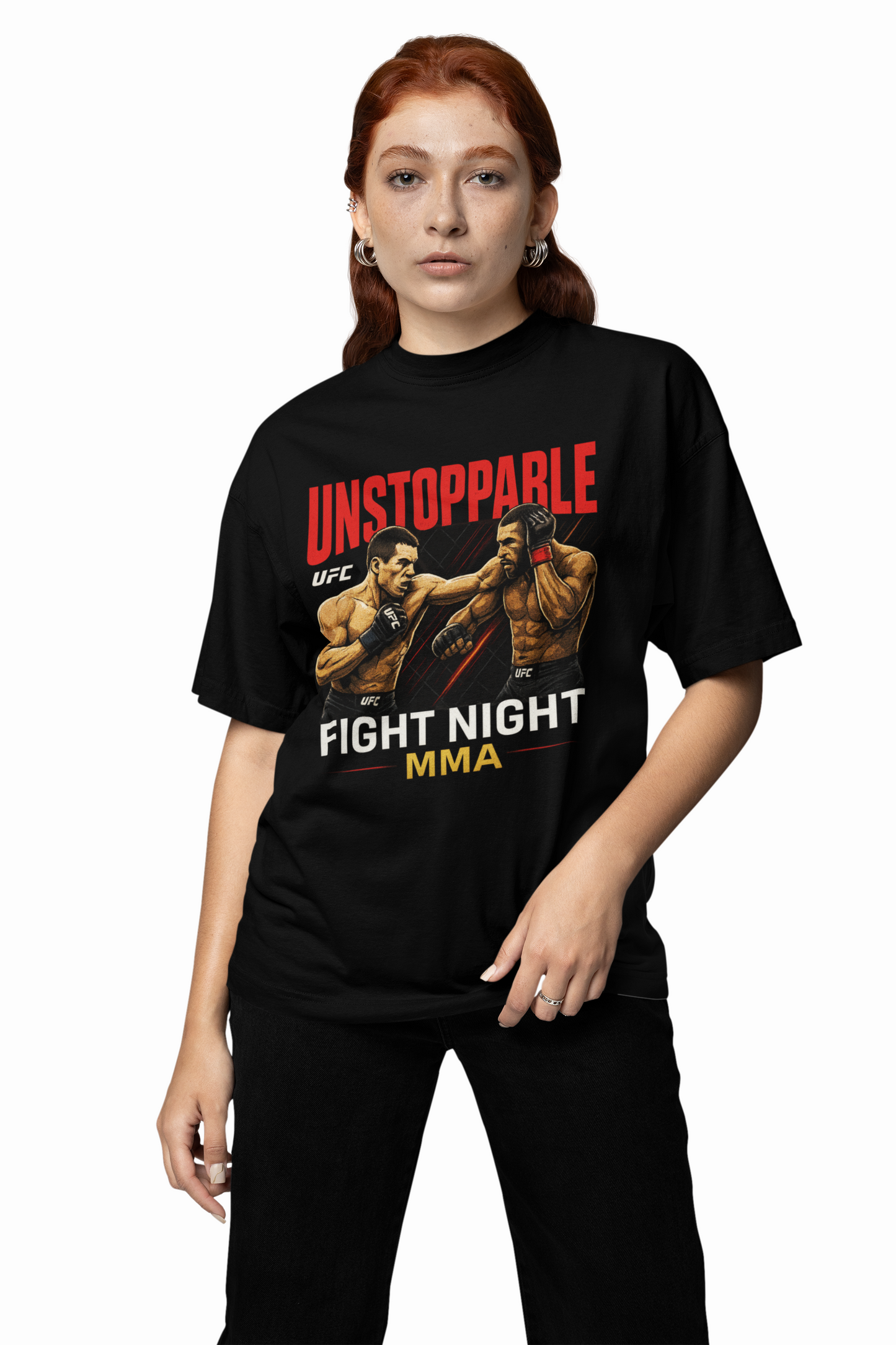 UFC Unstoppable Fight Oversized T-Shirt for Gym Fan Style Tee