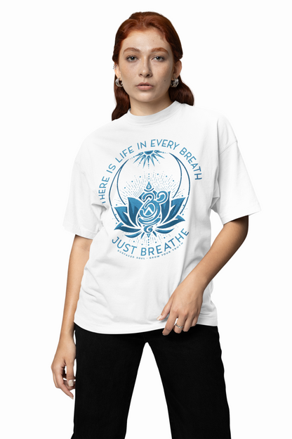 Yoga Just Breath Oversized T-Shirt White for Mindful Style