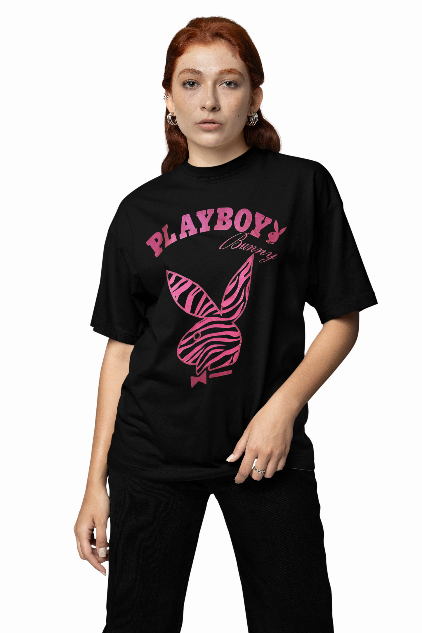 Playboy Collab Black Oversized T-Shirt – Trendy Streetwear Style