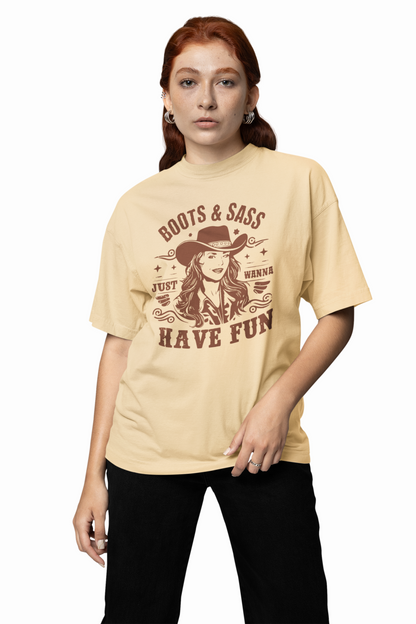 Boots & Saas Oversized T-Shirt Western Sassy Streetwear