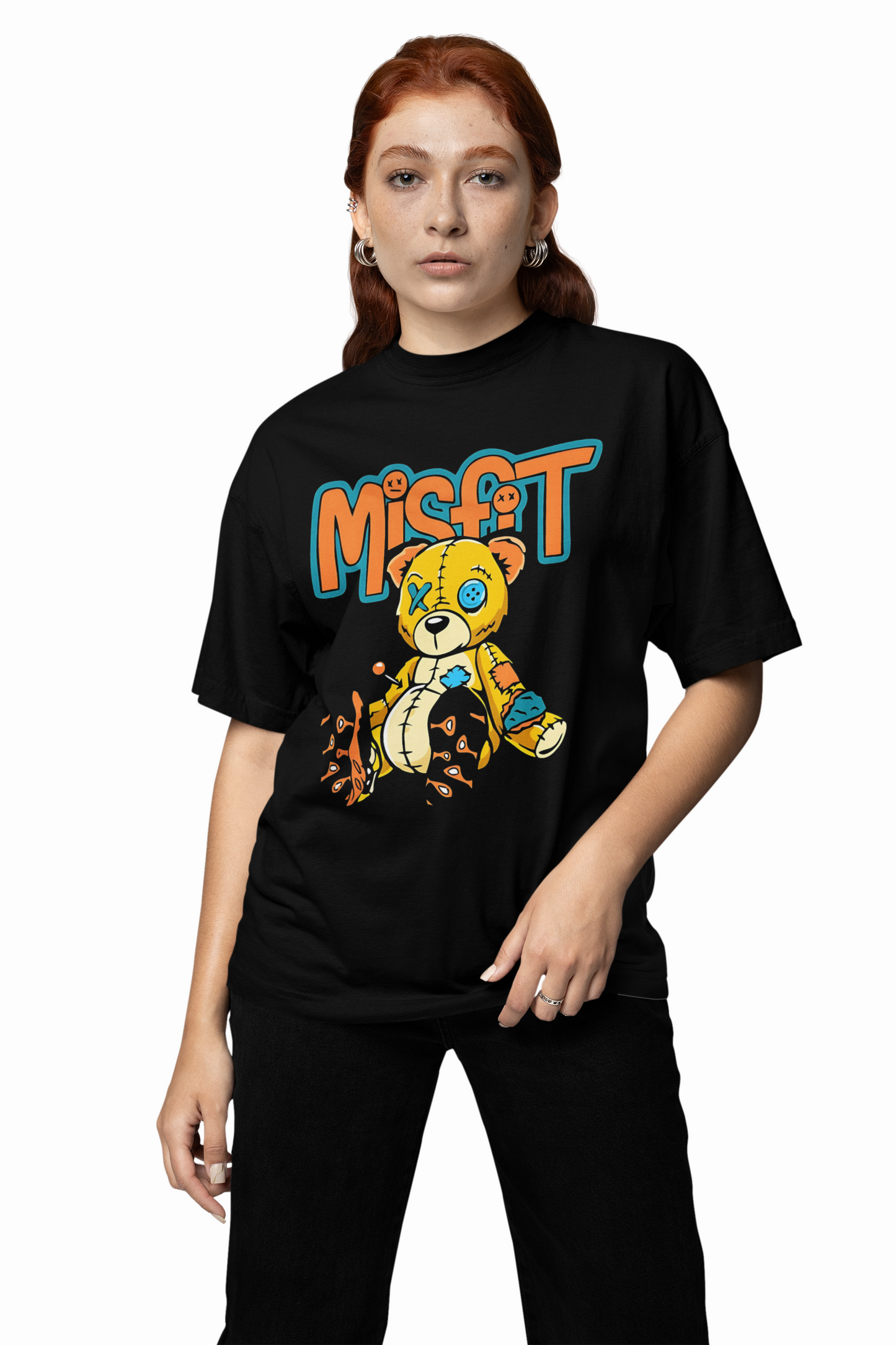 Misfit Bear Oversized T-Shirts Edgy Graphic Streetwear Style