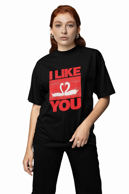 Love Bird Graphic Oversized T-Shirt for Cute Couple Look